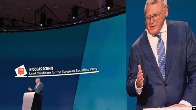 资料照:欧盟就业和社会权利专员尼古拉斯·施密特 (Nicolas Schmit) 在欧洲议会选举期间在布鲁塞尔的欧洲议会对媒体讲话。(2024年6月9日) 资料照:欧盟就业和社会权利专员尼古拉斯·施密特 (Nicolas Schmit) 在欧洲议会选举期间在布鲁塞尔的欧洲议会对媒体讲话。(2024年6月9日)