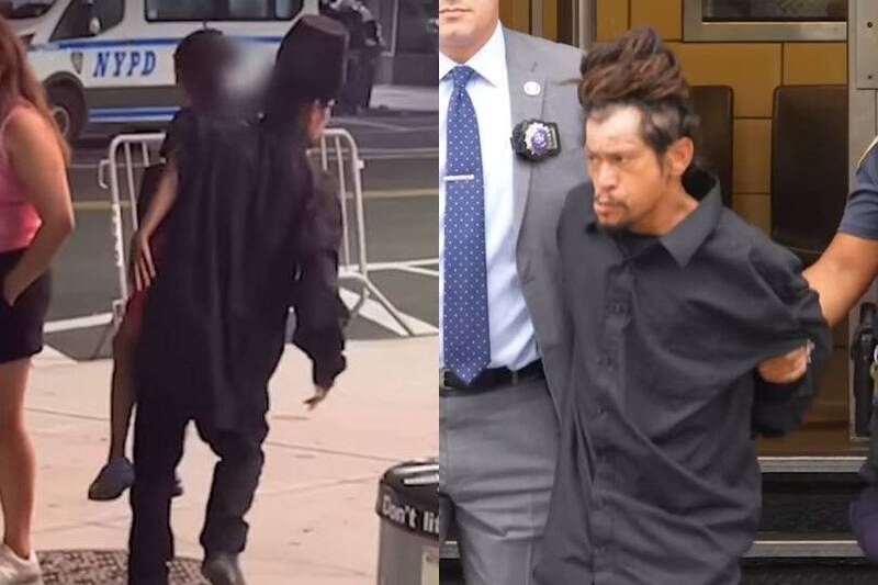 男童当街遭掳,父亲勇拦嫌犯压制送办。(图撷取自YouTube@FREEDOMNEWSTV) 男童当街遭掳,父亲勇拦嫌犯压制送办。(图撷取自YouTube@FREEDOMNEWSTV)