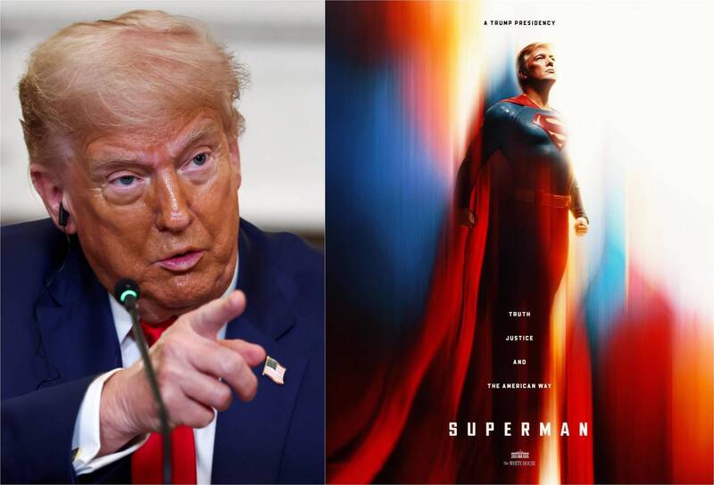 美国白宫今日突然透过社群分享一张川普穿上超人衣服的图片，还盛赞「希望的象征。真理，正义，美国风格。川普超人」。这番内容引发网友两极评论。（左图路透；右图撷自脸书）