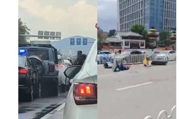 左图为警方于街头围堵肇事「坦克300」越野车,右图则可见多名遭撞行人倒卧马路,现场一片混乱。整起事件据传造成至少2死9伤。(翻摄自网路影片) 左图为警方于街头围堵肇事「坦克300」越野车,右图则可见多名遭撞行人倒卧马路,现场一片混乱。整起事件据传造成至少2死9伤。(翻摄自网路影片)