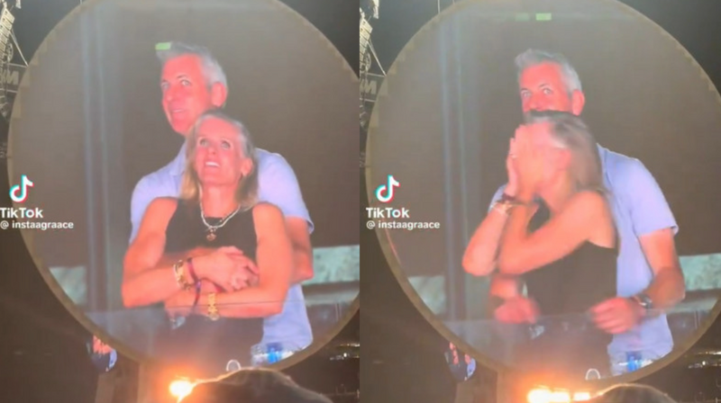 新曝光影片揭两人早已当众亲吻，并非Kiss Cam当下。（图翻摄自TikTok@instaagraace）