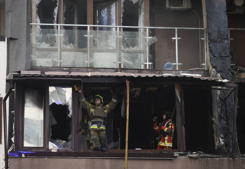 基辅受俄罗斯无人机空袭造成住宅毁损。(欧新社) 基辅受俄罗斯无人机空袭造成住宅毁损。(欧新社)